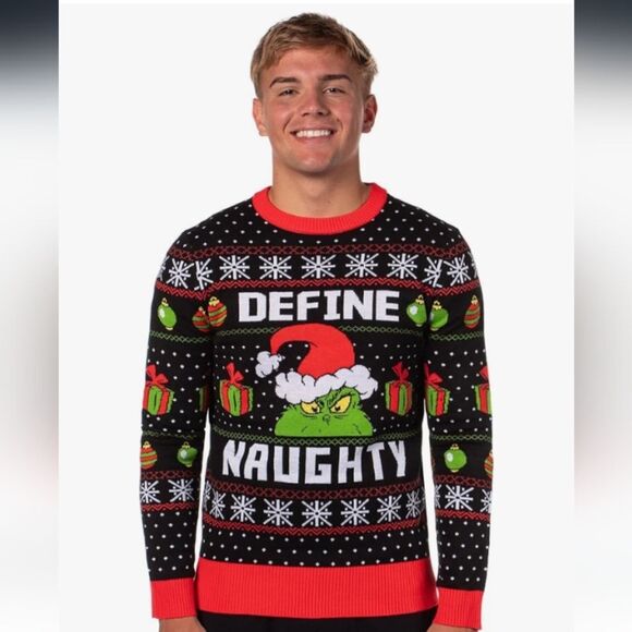 Grinch Define Naughty Fair Isle Holiday Ugly Christmas Sweater Size XL NWOT - Picture 1 of 8